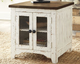 Prime Furniture - Ashley Furniture - Wystfield End Table - Rectangular End Table / White/Brown - T459-3